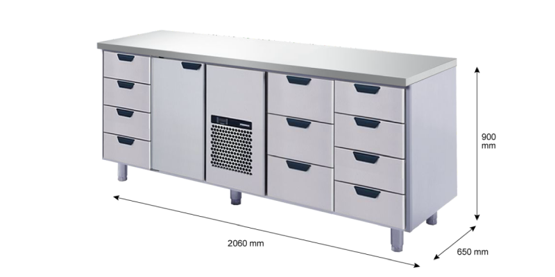 Porkka - Kylbänk GNH - Kylaggregat, 4 Moduler - Mått: 2060 x 650 x 900 mm - 204