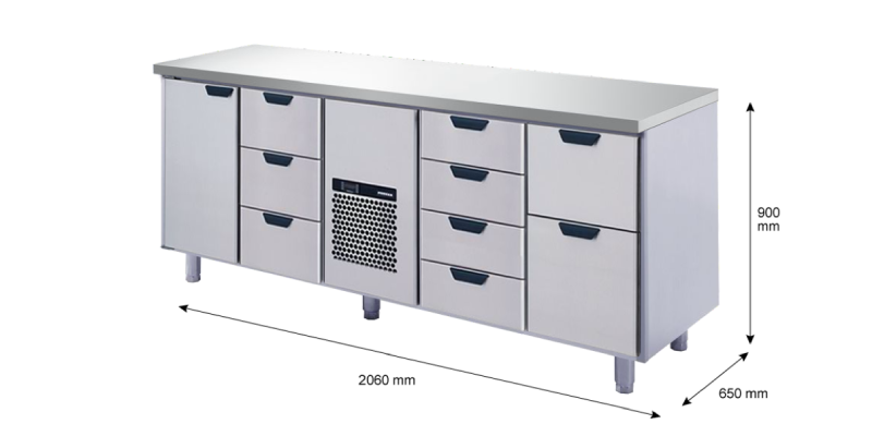 Porkka - Kylbänk GNH - Kylaggregat, 4 Moduler - Mått: 2060 x 650 x 900 mm - 46