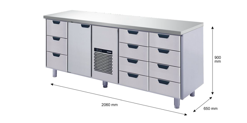 Porkka - Kylbänk GNH - Kylaggregat, 4 Moduler - Mått: 2060 x 650 x 900 mm - 144