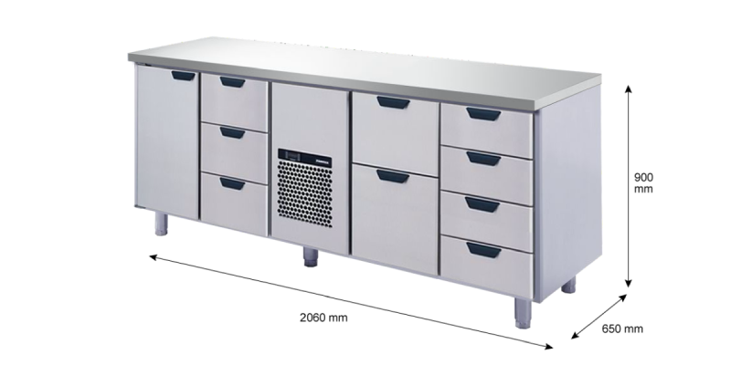Porkka - Kylbänk GNH - Kylaggregat, 4 Moduler - Mått: 2060 x 650 x 900 mm - 40