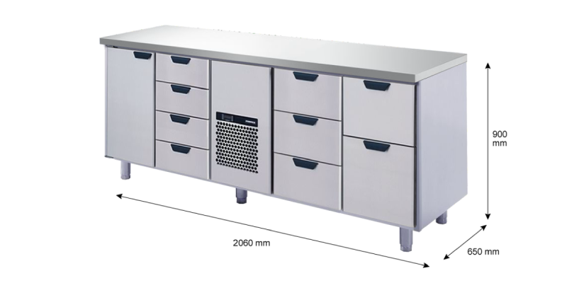 Porkka - Kylbänk GNH - Kylaggregat, 4 Moduler - Mått: 2060 x 650 x 900 mm - 58