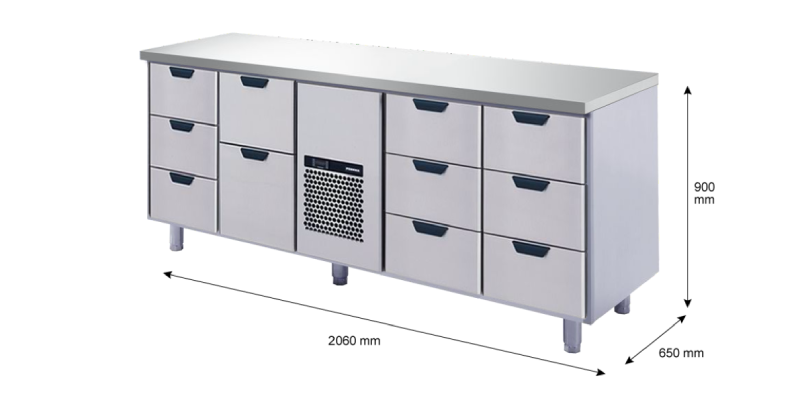 Porkka - Kylbänk GNH - Kylaggregat, 4 Moduler - Mått: 2060 x 650 x 900 mm - 155