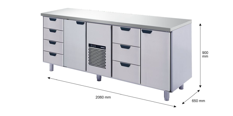 Porkka - Kylbänk GNH - Kylaggregat, 4 Moduler - Mått: 2060 x 650 x 900 mm - 201