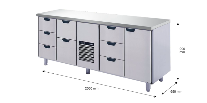 Porkka - Kylbänk GNH - Kylaggregat, 4 Moduler - Mått: 2060 x 650 x 900 mm - 153