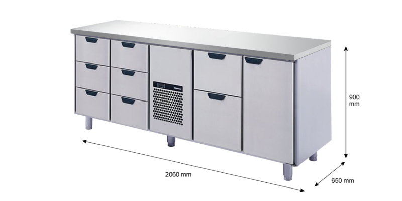 Porkka - Kylbänk GNH - Kylaggregat, 4 Moduler - Mått: 2060 x 650 x 900 mm - 165