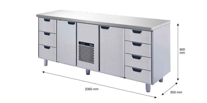 Porkka - Kylbänk GNH - Kylaggregat, 4 Moduler - Mått: 2060 x 650 x 900 mm - 132