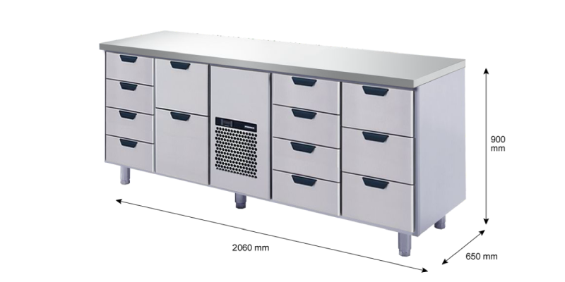 Porkka - Kylbänk GNH - Kylaggregat, 4 Moduler - Mått: 2060 x 650 x 900 mm - 223