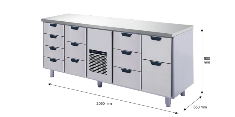 Porkka - Kylbänk GNH - Kylaggregat, 4 Moduler - Mått: 2060 x 650 x 900 mm - 234