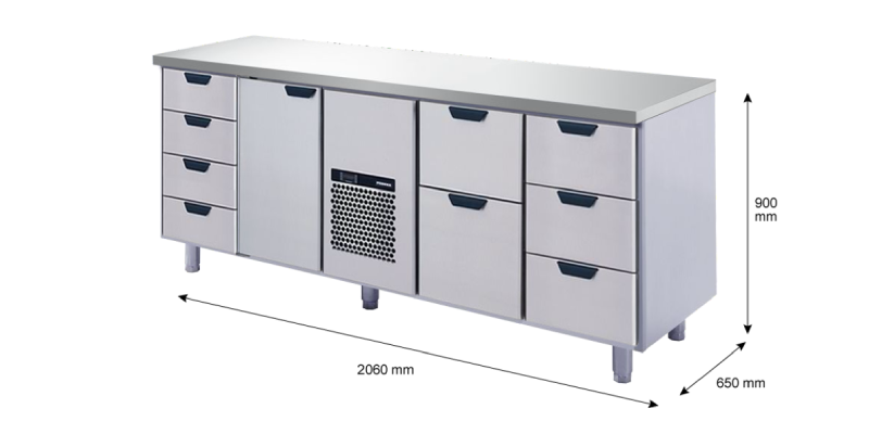 Porkka - Kylbänk GNH - Kylaggregat, 4 Moduler - Mått: 2060 x 650 x 900 mm - 199