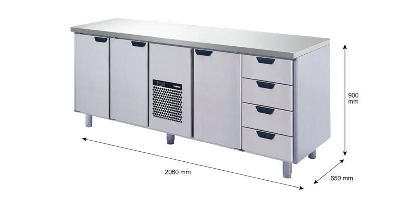 Porkka - Kylbänk GNH - Kylaggregat, 4 Moduler - Mått: 2060 x 650 x 900 mm - 4