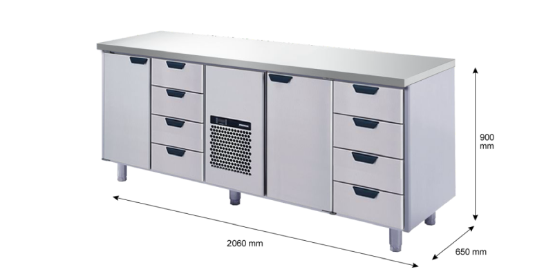 Porkka - Kylbänk GNH - Kylaggregat, 4 Moduler - Mått: 2060 x 650 x 900 mm - 52