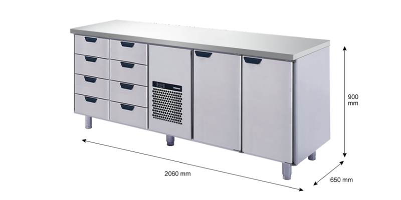 Porkka - Kylbänk GNH - Kylaggregat, 4 Moduler - Mått: 2060 x 650 x 900 mm - 241
