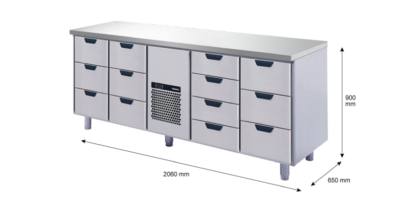 Porkka - Kylbänk GNH - Kylaggregat, 4 Moduler - Mått: 2060 x 650 x 900 mm - 175
