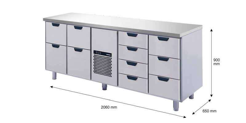 Porkka - Kylbänk GNH - Kylaggregat, 4 Moduler - Mått: 2060 x 650 x 900 mm - 95