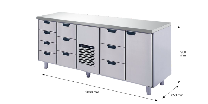 Porkka - Kylbänk GNH - Kylaggregat, 4 Moduler - Mått: 2060 x 650 x 900 mm - 233