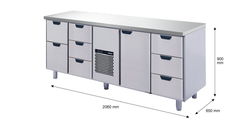 Porkka - Kylbänk GNH - Kylaggregat, 4 Moduler - Mått: 2060 x 650 x 900 mm - 99