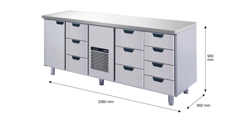 Porkka - Kylbänk GNH - Kylaggregat, 4 Moduler - Mått: 2060 x 650 x 900 mm - 44