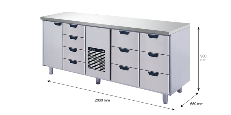 Porkka - Kylbänk GNH - Kylaggregat, 4 Moduler - Mått: 2060 x 650 x 900 mm - 59