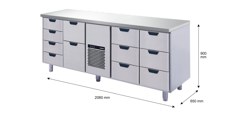 Porkka - Kylbänk GNH - Kylaggregat, 4 Moduler - Mått: 2060 x 650 x 900 mm - 219