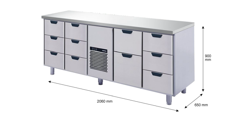 Porkka - Kylbänk GNH - Kylaggregat, 4 Moduler - Mått: 2060 x 650 x 900 mm - 167