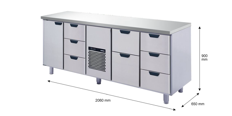 Porkka - Kylbänk GNH - Kylaggregat, 4 Moduler - Mått: 2060 x 650 x 900 mm - 39