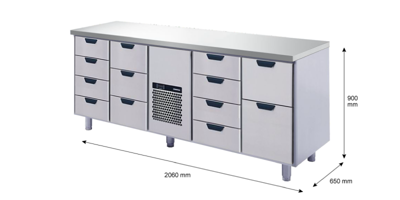 Porkka - Kylbänk GNH - Kylaggregat, 4 Moduler - Mått: 2060 x 650 x 900 mm - 238