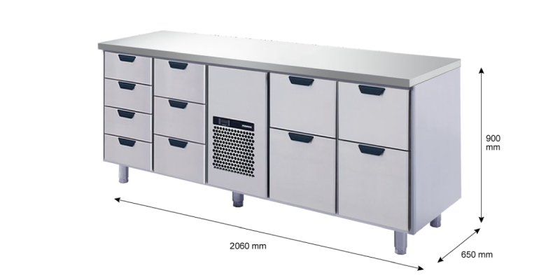 Porkka - Kylbänk GNH - Kylaggregat, 4 Moduler - Mått: 2060 x 650 x 900 mm - 230