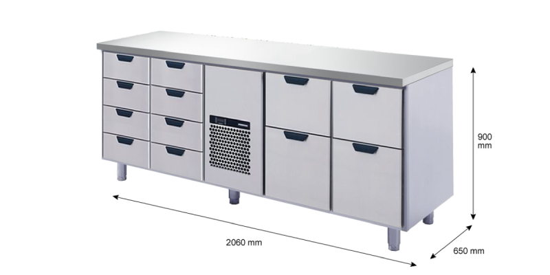 Porkka - Kylbänk GNH - Kylaggregat, 4 Moduler - Mått: 2060 x 650 x 900 mm - 246