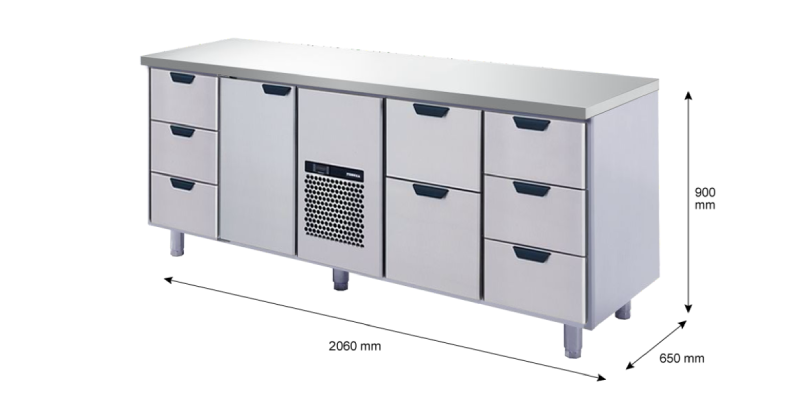 Porkka - Kylbänk GNH - Kylaggregat, 4 Moduler - Mått: 2060 x 650 x 900 mm - 135