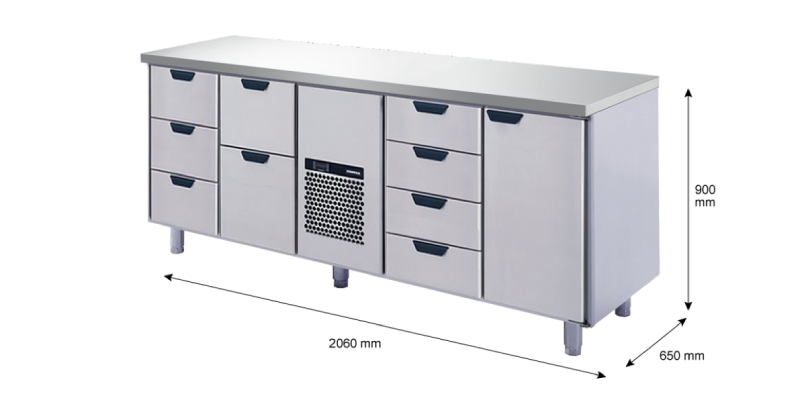 Porkka - Kylbänk GNH - Kylaggregat, 4 Moduler - Mått: 2060 x 650 x 900 mm - 157