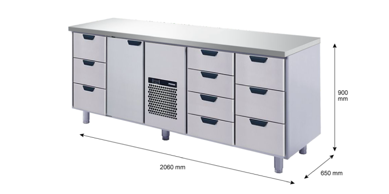 Porkka - Kylbänk GNH - Kylaggregat, 4 Moduler - Mått: 2060 x 650 x 900 mm - 143