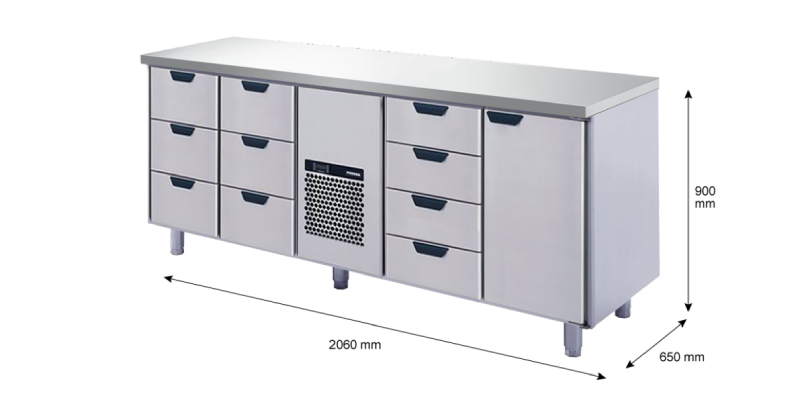 Porkka - Kylbänk GNH - Kylaggregat, 4 Moduler - Mått: 2060 x 650 x 900 mm - 173