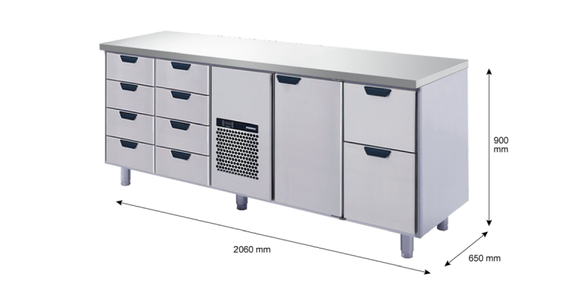 Porkka - Kylbänk GNH - Kylaggregat, 4 Moduler - Mått: 2060 x 650 x 900 mm - 242