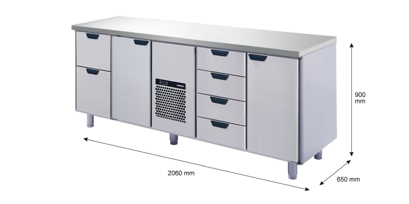 Porkka - Kylbänk GNH - Kylaggregat, 4 Moduler - Mått: 2060 x 650 x 900 mm - 77