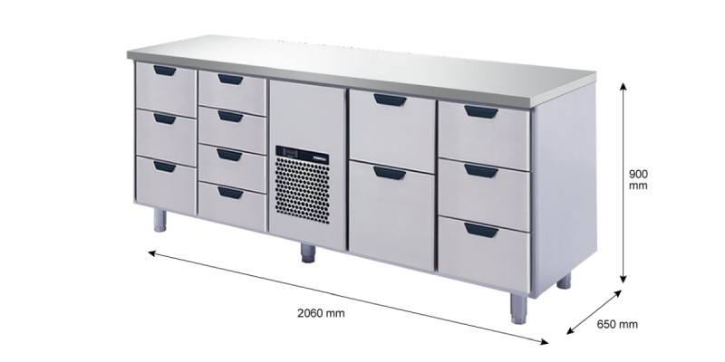 Porkka - Kylbänk GNH - Kylaggregat, 4 Moduler - Mått: 2060 x 650 x 900 mm - 183