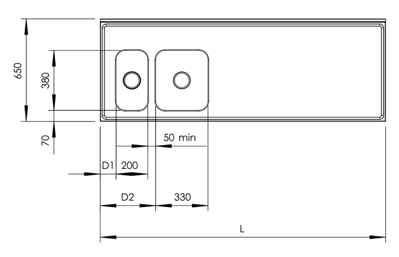 Molins bänk med DE-20 och DE-33 650mm djup - 2