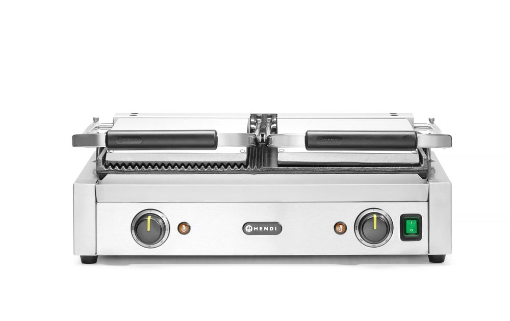 Klämmgrill -  Dubbel, en räfflad, en slät - 570x375x(h)216 - 4