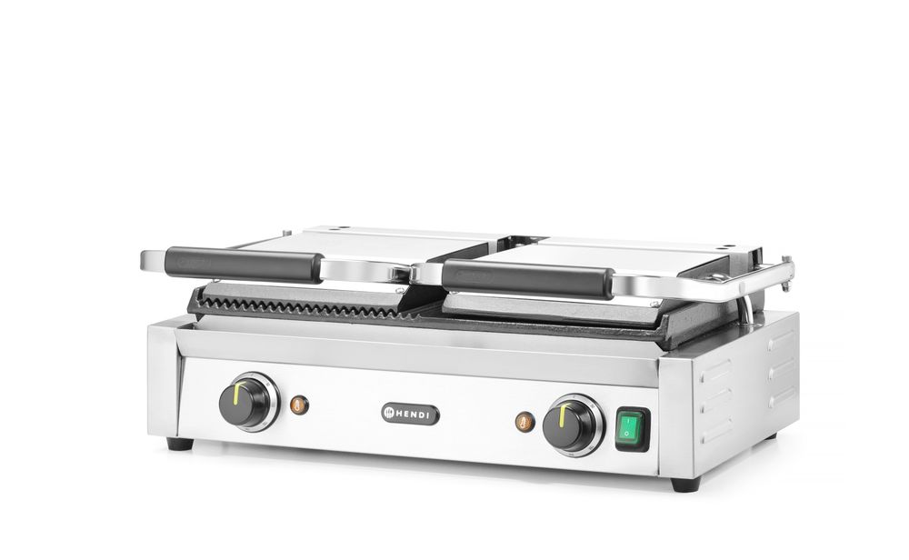 Klämmgrill -  Dubbel, en räfflad, en slät - 570x375x(h)216 - 5