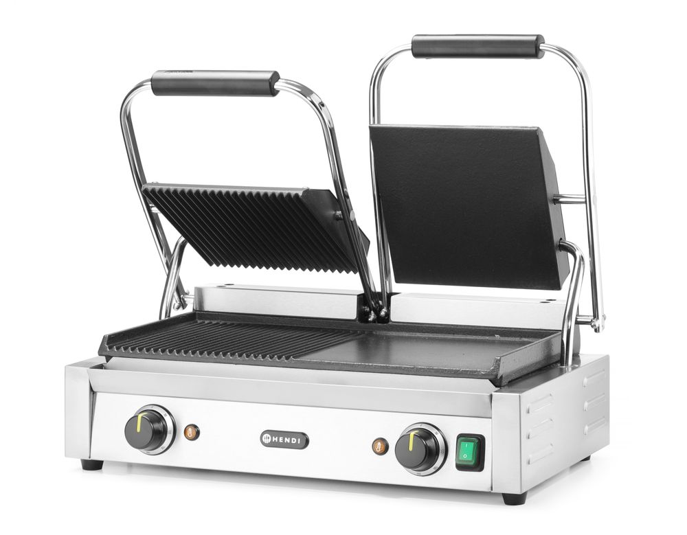 Klämmgrill -  Dubbel, en räfflad, en slät - 570x375x(h)216 - 3