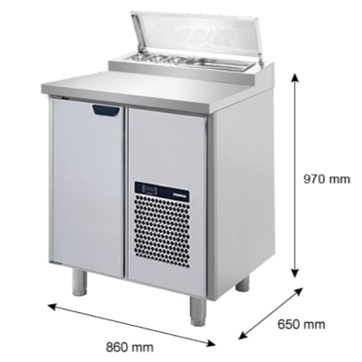 Porkka - Kallskänksbänk med kylränna - Kylaggregat, 1 Modul - Mått: 860 x 650 x 970/1010 mm