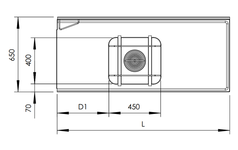 Molins Inmatningsbänk med DE-45 650mm djup - 2