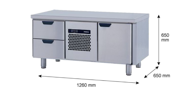 Porkka - Grillkylbänk GNL - Kylaggregat, 2 Moduler - Mått: 1260 x 650 x 650 mm - 4