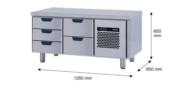Porkka - Grillkylbänk GNL - Kylaggregat, 2 Moduler - Mått: 1260 x 650 x 650 mm - 26