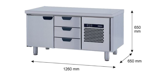 Porkka - Grillkylbänk GNL - Kylaggregat, 2 Moduler - Mått: 1260 x 650 x 650 mm - 21