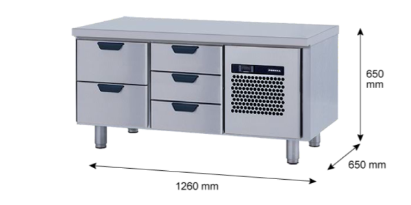 Porkka - Grillkylbänk GNL - Kylaggregat, 2 Moduler - Mått: 1260 x 650 x 650 mm - 24