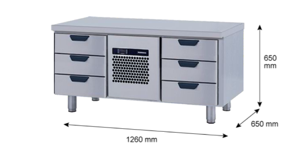 Porkka - Grillkylbänk GNL - Kylaggregat, 2 Moduler - Mått: 1260 x 650 x 650 mm - 9