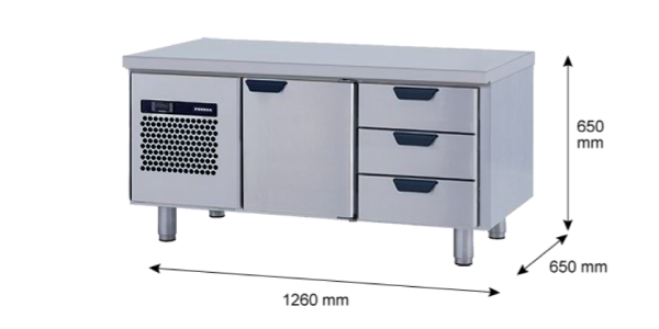 Porkka - Grillkylbänk GNL - Kylaggregat, 2 Moduler - Mått: 1260 x 650 x 650 mm - 12