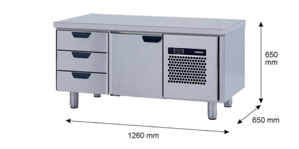 Porkka - Grillkylbänk GNL - Kylaggregat, 2 Moduler - Mått: 1260 x 650 x 650 mm - 25