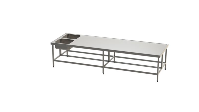 Molins Rostfri dubbelsidig bänk med 2xDE-55 1230mm djup