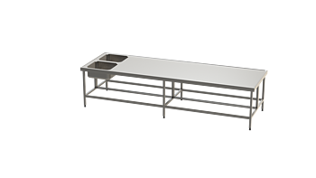Molins Rostfri dubbelsidig bänk med 2xDE-55 1230mm djup